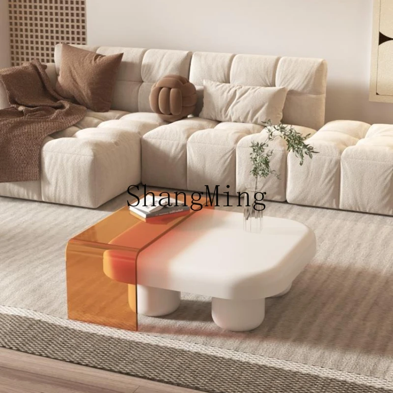 

SM cloud coffee table small apartment high-end cream wind bed and breakfast living room square acrylic table