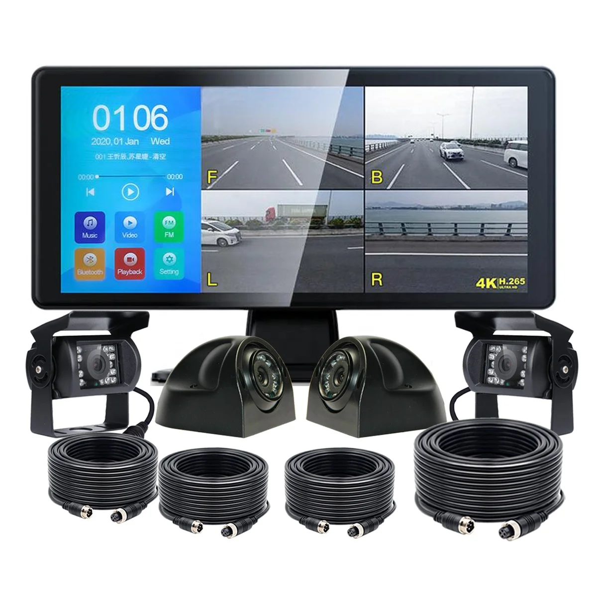 

IPoster 10.36inch Loop Recording Touch Screen Quad Split DVR AHD IPS With MP5 BLTooth CCD Front Side Reverse Camera Kit