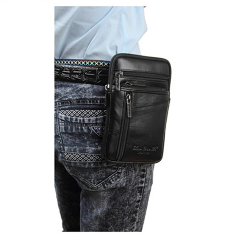 Bolso cruzado de cuero genuino para hombre, bandolera multifunción con cinturón para teléfono, Mini bolso de hombro para hombre, bolso de mano con correa de moda