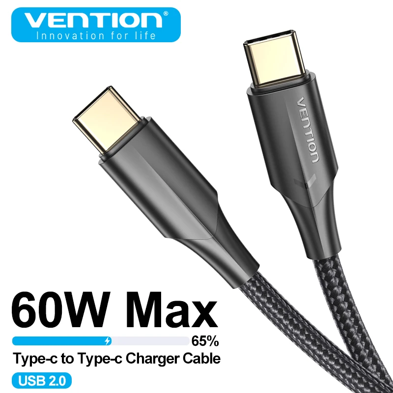 

Vention PD 60W Type C Cable for Samsung Xiaomi One Plus Fast Charging Wire Cord for MacBook Pro iPad USB Type C to USB C Cable