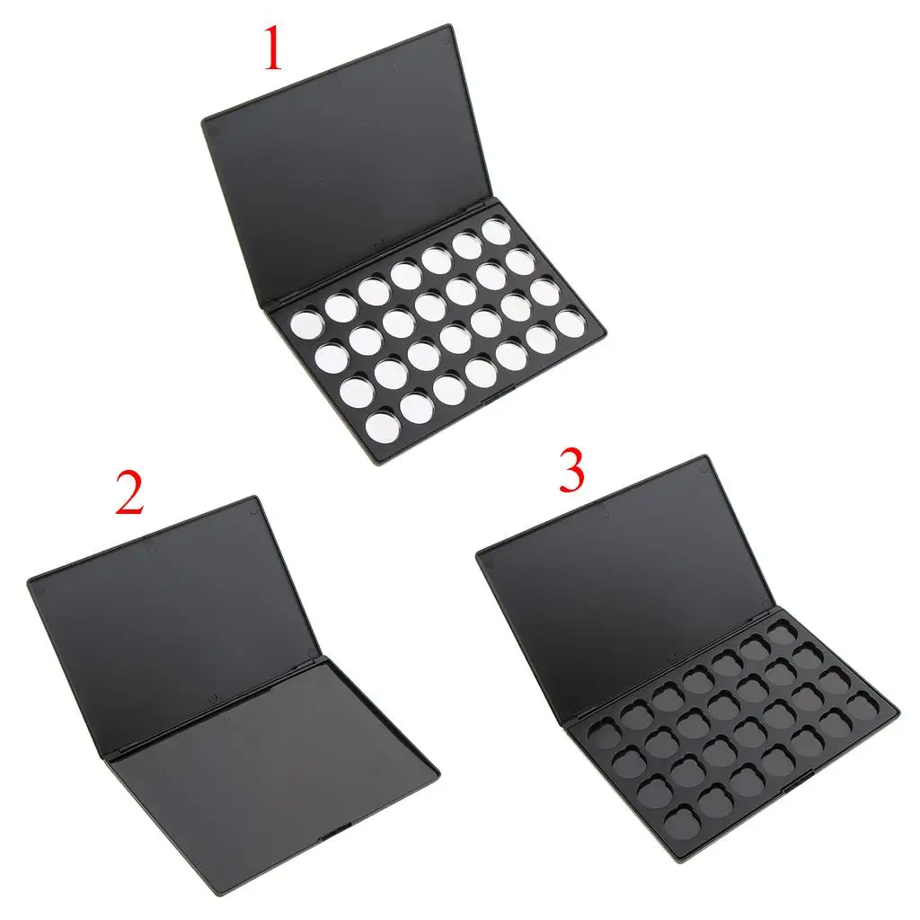 Empty Magnetic Makeup Palette for Eyeshadow and Blush Black Plastic DIY Cosmetic Storage Travel Friendly Case