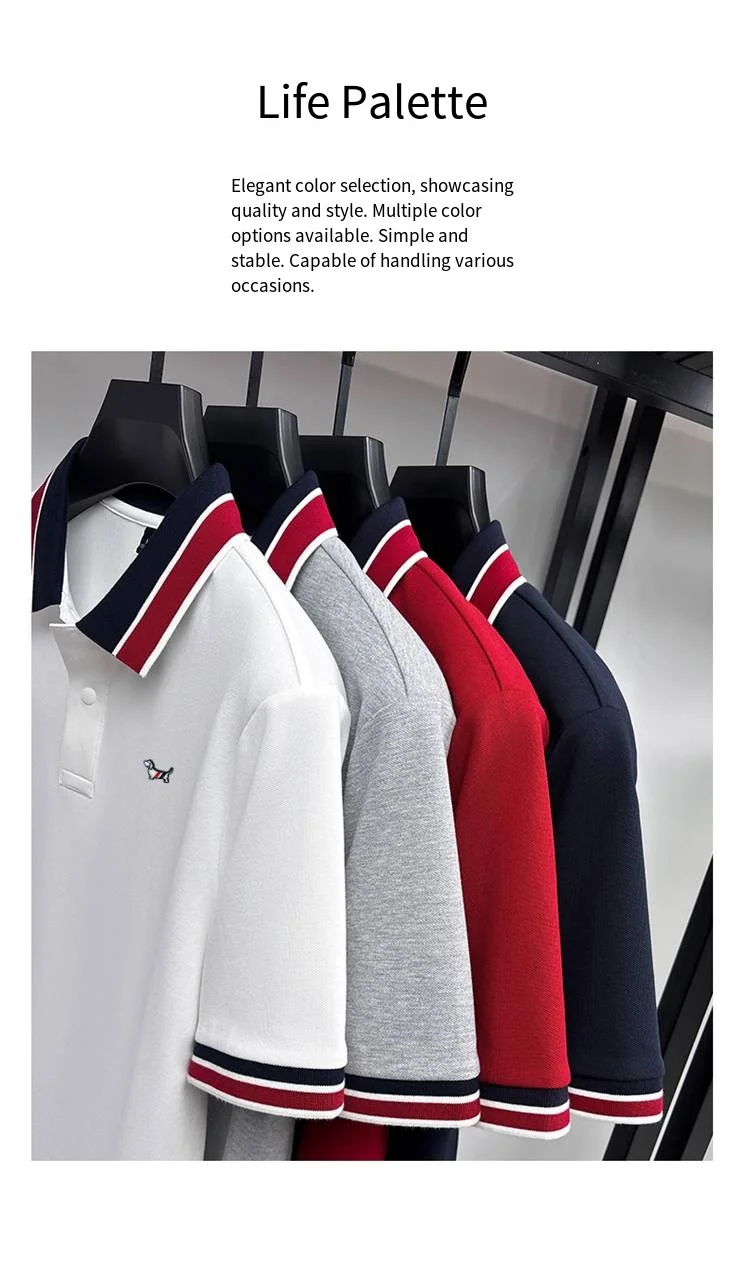 Designer Original Sommer Herren Kurzarm-POLO-Shirt Gestreifter Kragen Knopfleiste Hochwertige Stickerei Mode Lässige Herrenbekleidung – Detail 8