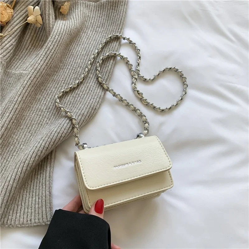 Mini Flap Square Crossbody Bag For Women Multi‑Layer Organizer Purse Metal Chain Strap Lightweight Small Shoulder Bag For Daily