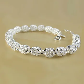 Bracelets à breloques en argent 925 pour femmes, perles de fleurs, boule creuse, réglable, bijoux cadeaux pour fête de mariage