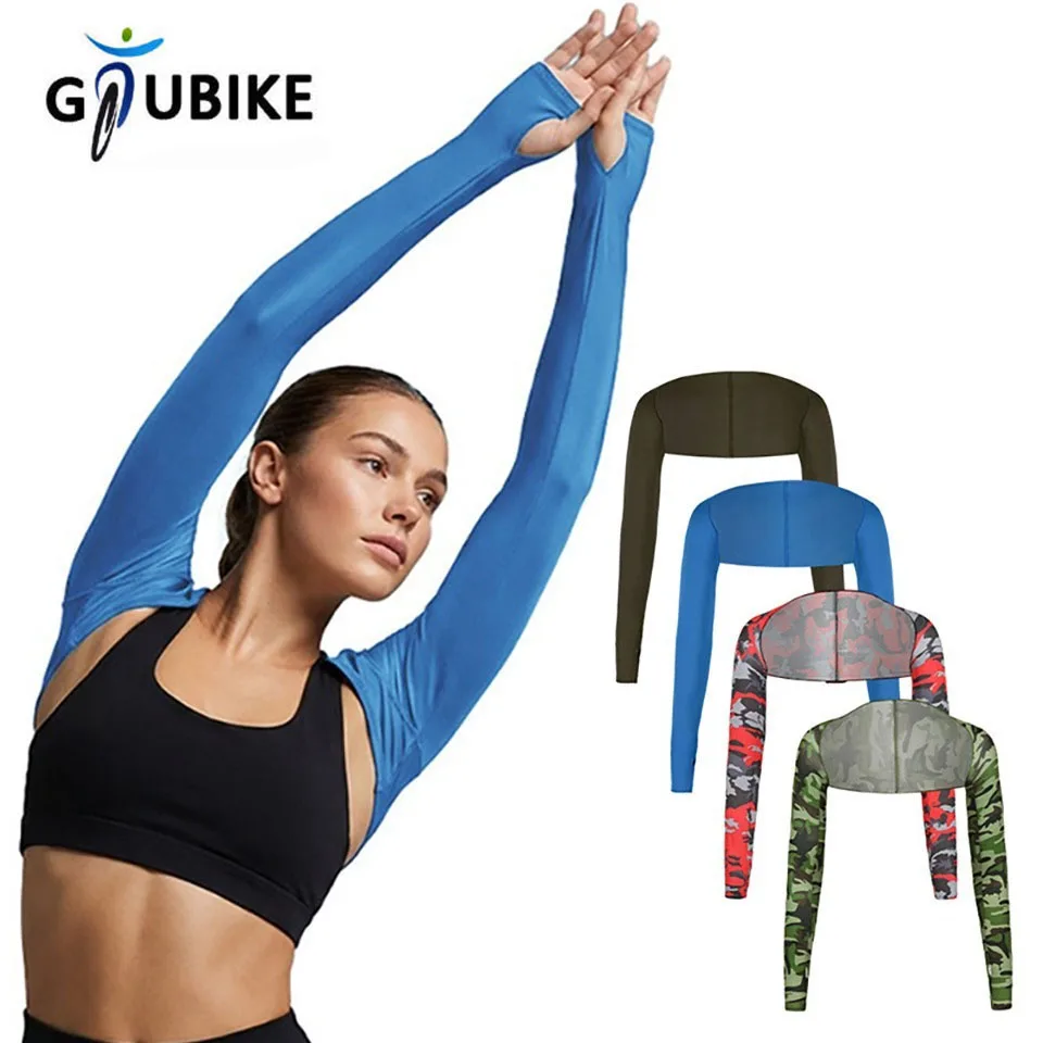 One-piece Ultra-thin Shawl Arm Sleeves Ice Silk Long Gloves Breathable Sun Protection Anti UV Hand Cover Warmer Outdoor Sports