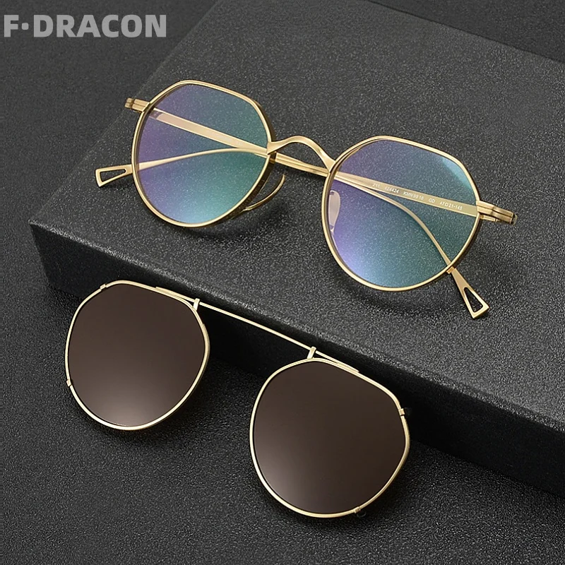 

Новая титановая оправа для очков в ретро-стиле, 2-в-1, для мужчин и женщин, оптическая оправа для очков с диоптриями KMN9916