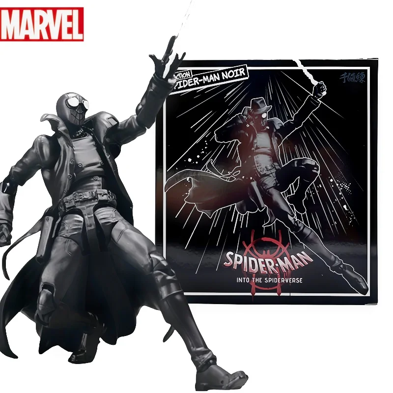 Spider Man Noir Marvel Legend Peter Parker Ultimate Black Spider Man Earth-90214 Darkness Shf Toys Action Model Kids Gift Hot