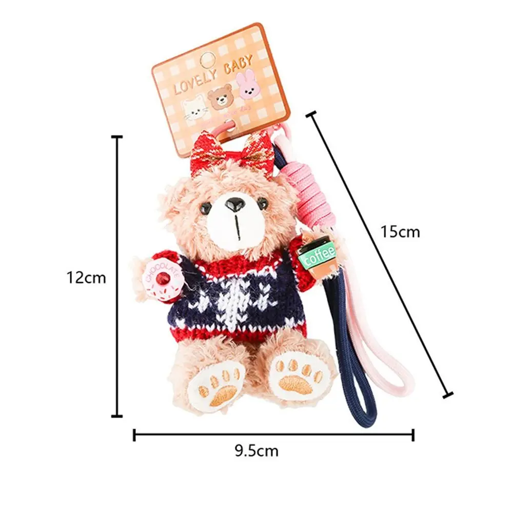 Porte-clés ours cacao en peluche, mignon, beignet, sac suspendu de dessin animé, sac à dos souple, accessoires de sac