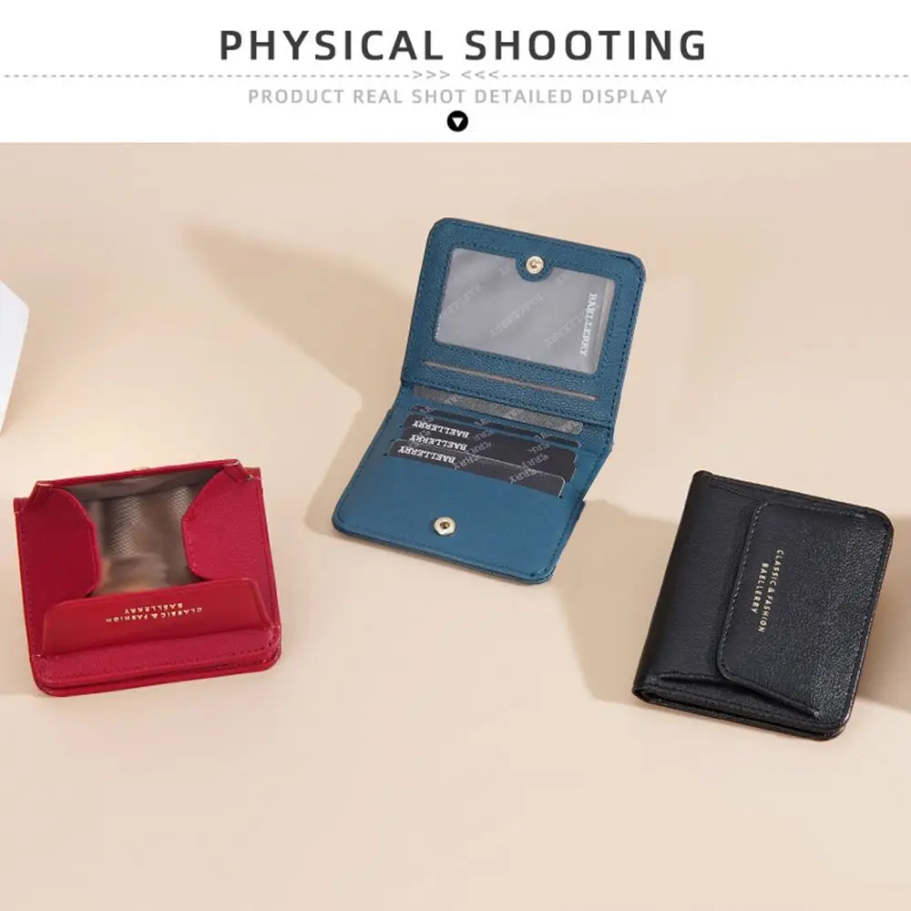 

New Elegant Women Short Wallet Large Capacity Pu Leather Brand Female Purses Compact Zipper Closure Business Card Holder Outdoor