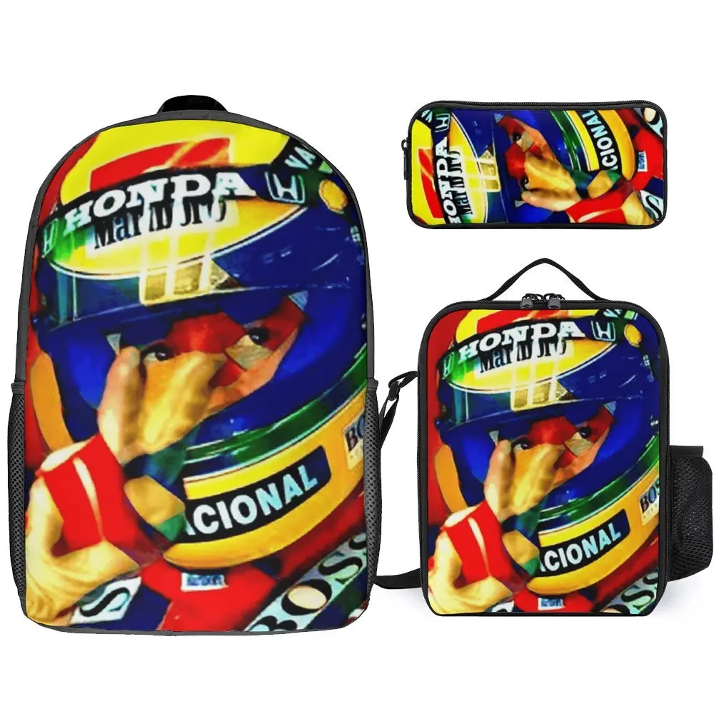 ayrton-senna-f1-race-raer-8-3-in-1-set-17-inch-backpack-lunch-bag-pen-bag-firm-blanket-roll-snug-picnics-novelty