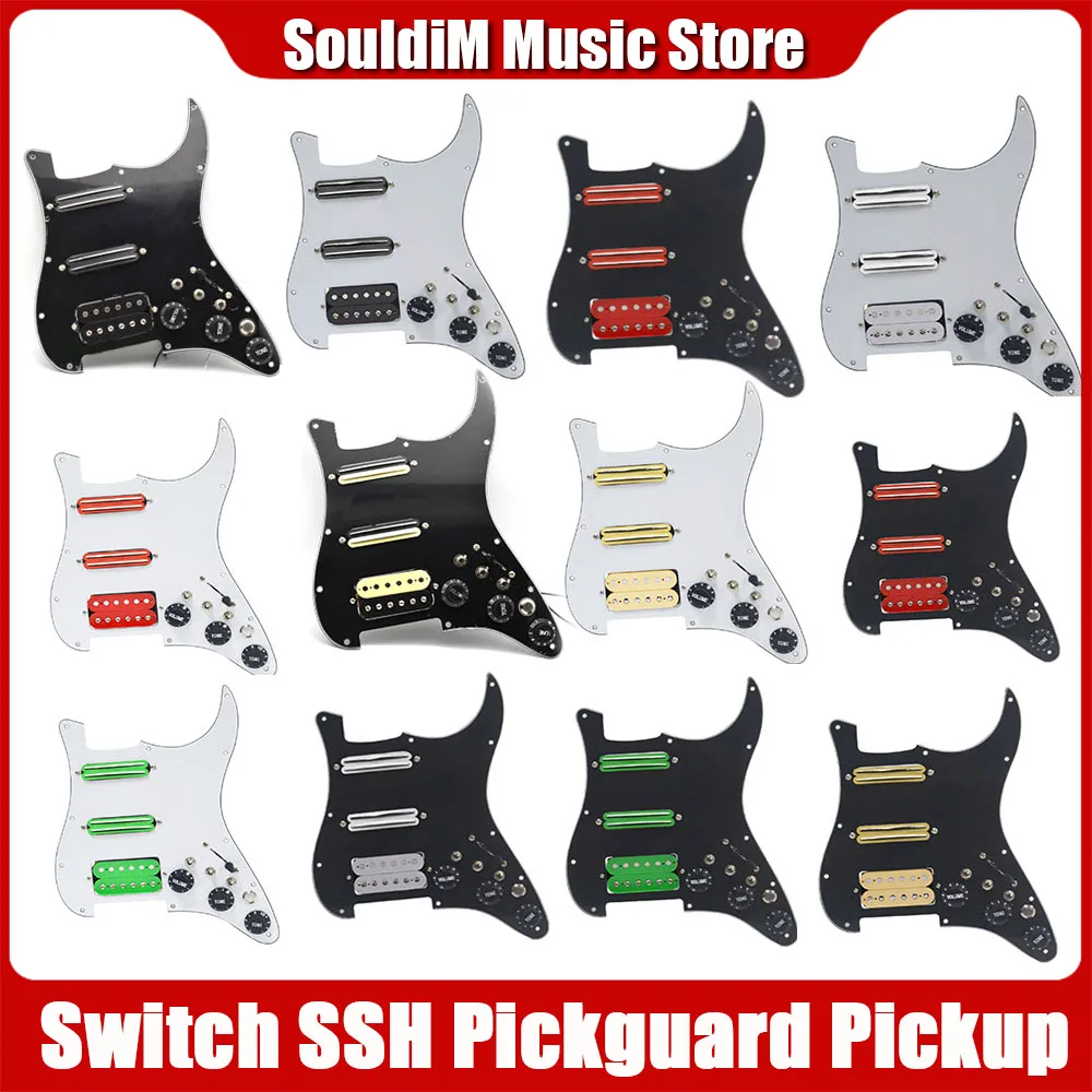 SSH Electric Guitar Pickguard Pickup with Singlecut Wiring Loaded Prewired Double Coil Guitar Pick Guard Scratchplate Assembly