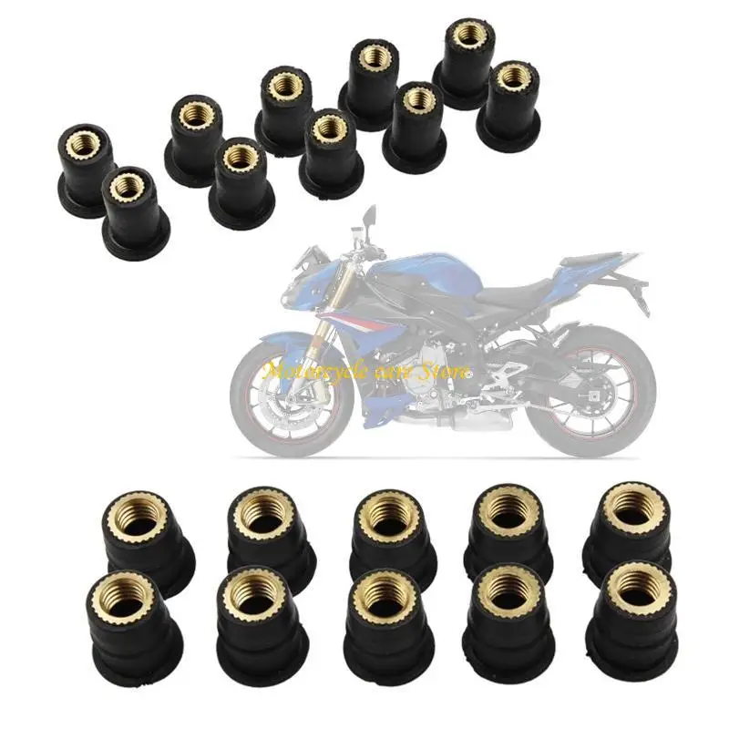 u75f 10pcs الزجاج الأمامي للدراجات النارية الأسرع طقم أسرع المطاط بئر