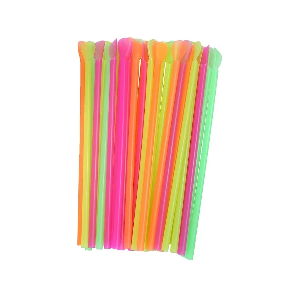 Pajitas de plástico para beber, cuchara de Color para batidos, fiesta, Bar, cumpleaños, boda, venta al por mayor, 50/1000/2000 unidades