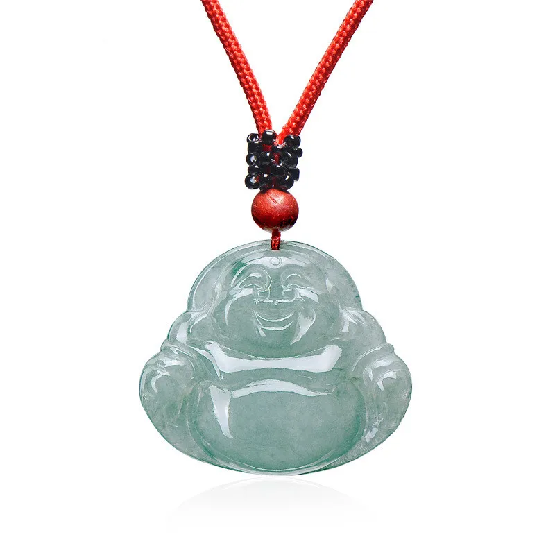 

Myanmar Natural Jade Oil Sapphire Smile Buddha Pendants Women's Joker Security Pendant Jewelry