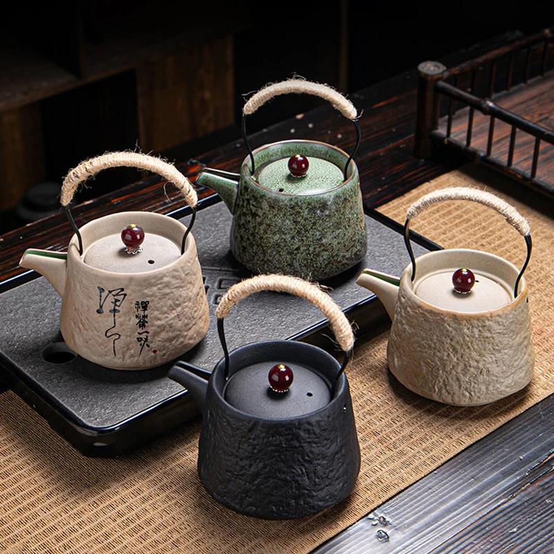 Handmade Ceramic Teapot, Small Pottery Tea Pot, Vintage Tea Kettle, Chinese and Japanese Style, Hot Water Boiling Pot