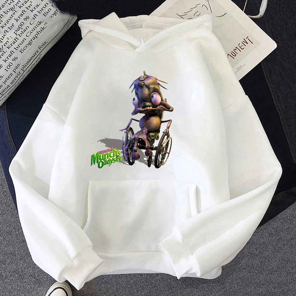 Anime Print Oddworld Hoodies With Hooded Comfortable Cartoon Sweatshirt Long Sleeve Harajuku Clothing Moletom Retro Soft Hoody