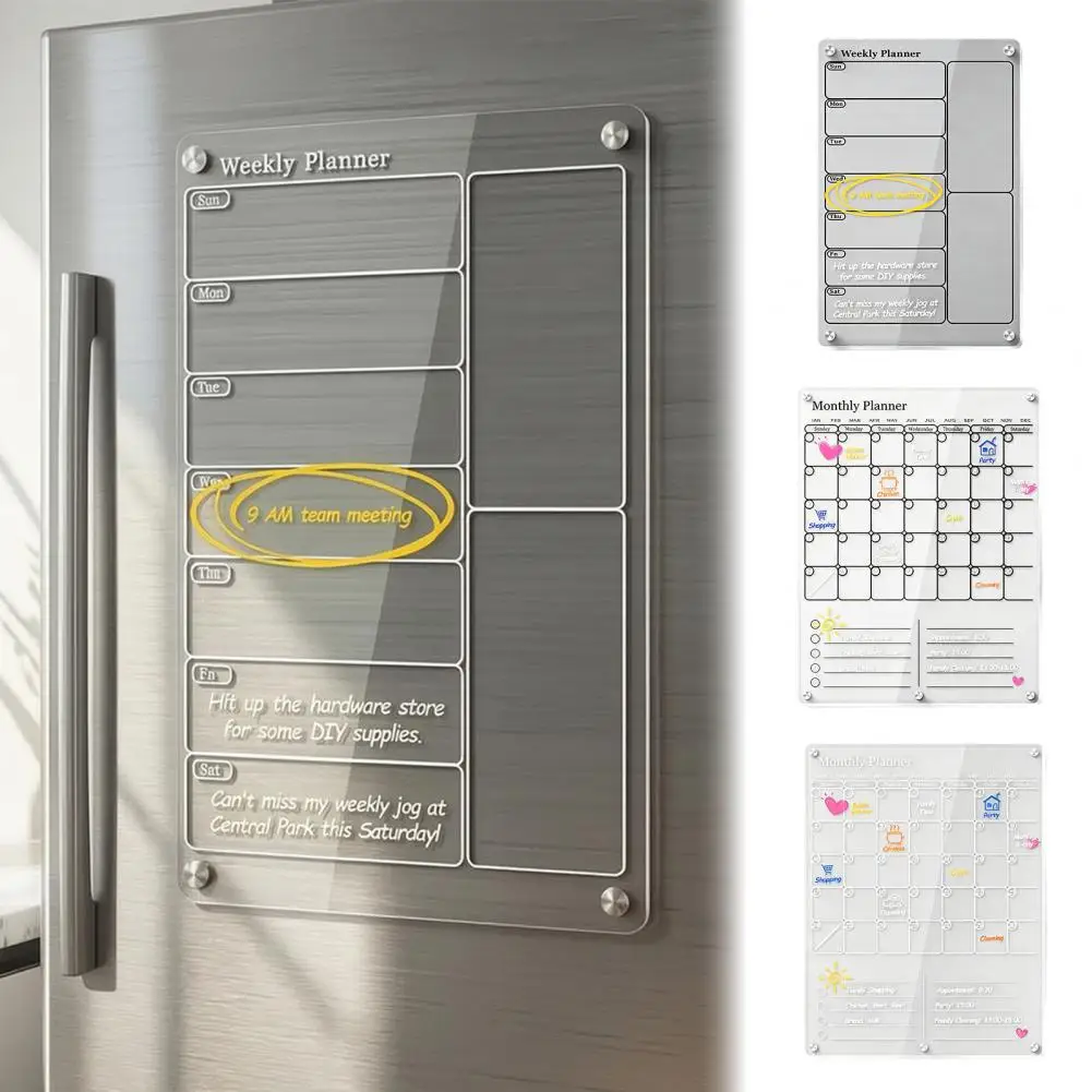Magnetic Refrigerator Calendar Acrylic Dry Erase Board Acrylic Magnetic Dry Erase Board Calendar Monthly Weekly Meal for Events