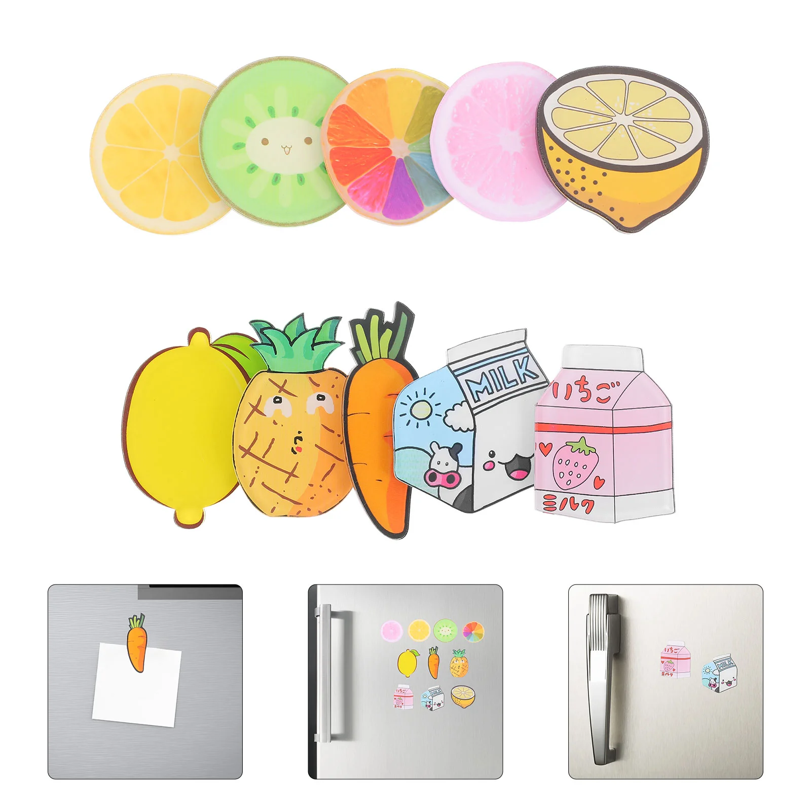 10 Pcs Fruit Magnetic Stickers Compact Fridge Decor Lovely Refrigerator Whiteboard Magnets Small Office Locker