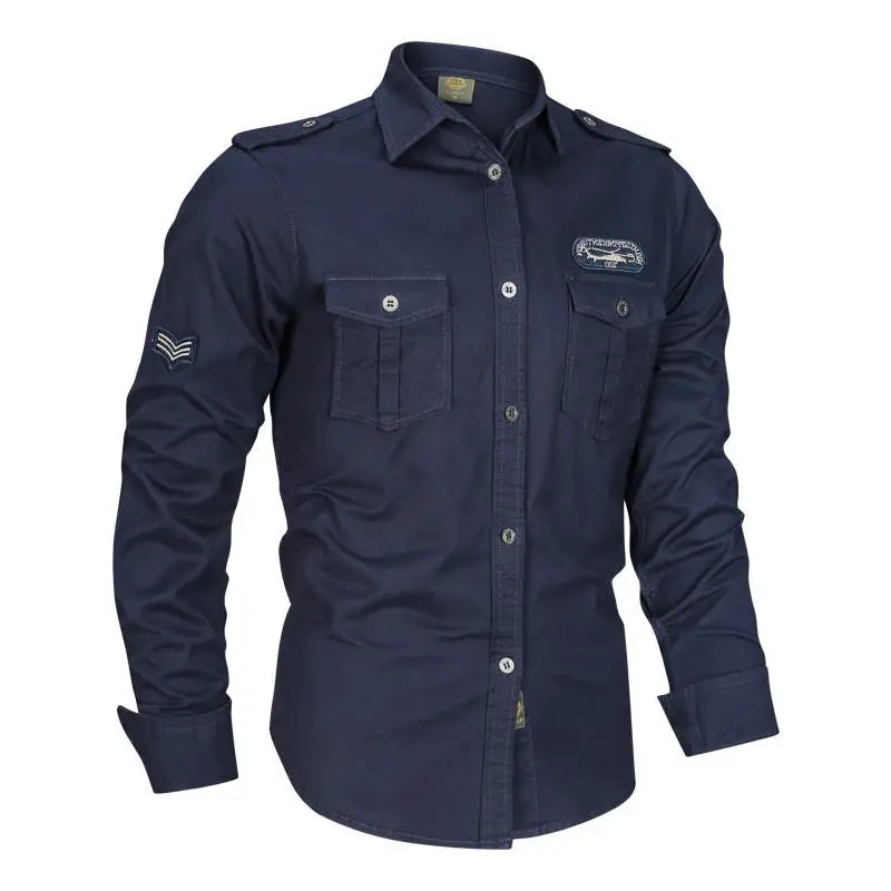 

Men's Pure Cotton Long Sleeve Shirt Spring Autumn New Style Military Style Casual Wear Resistant to Fading And Deformation