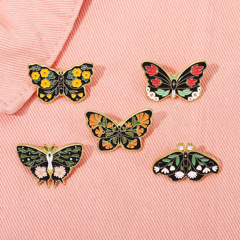 Moon Moth Witch Dazzle Eye Insect Love Fairy Butterfly Metal Badge Punk Lapel Pins Jewelry Gift Beautiful Butterfly Enamel Pin