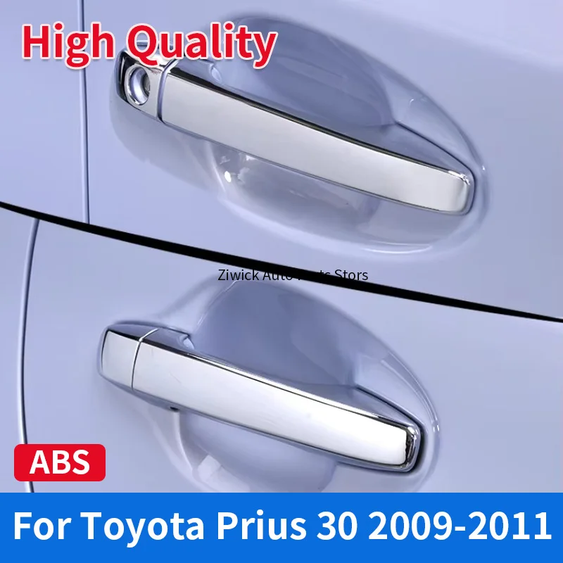 4 PCS ABS Chrome Door Handle Cover Trim for Toyota Prius 30 2009-2011 High Grade Car Styling External Accessories