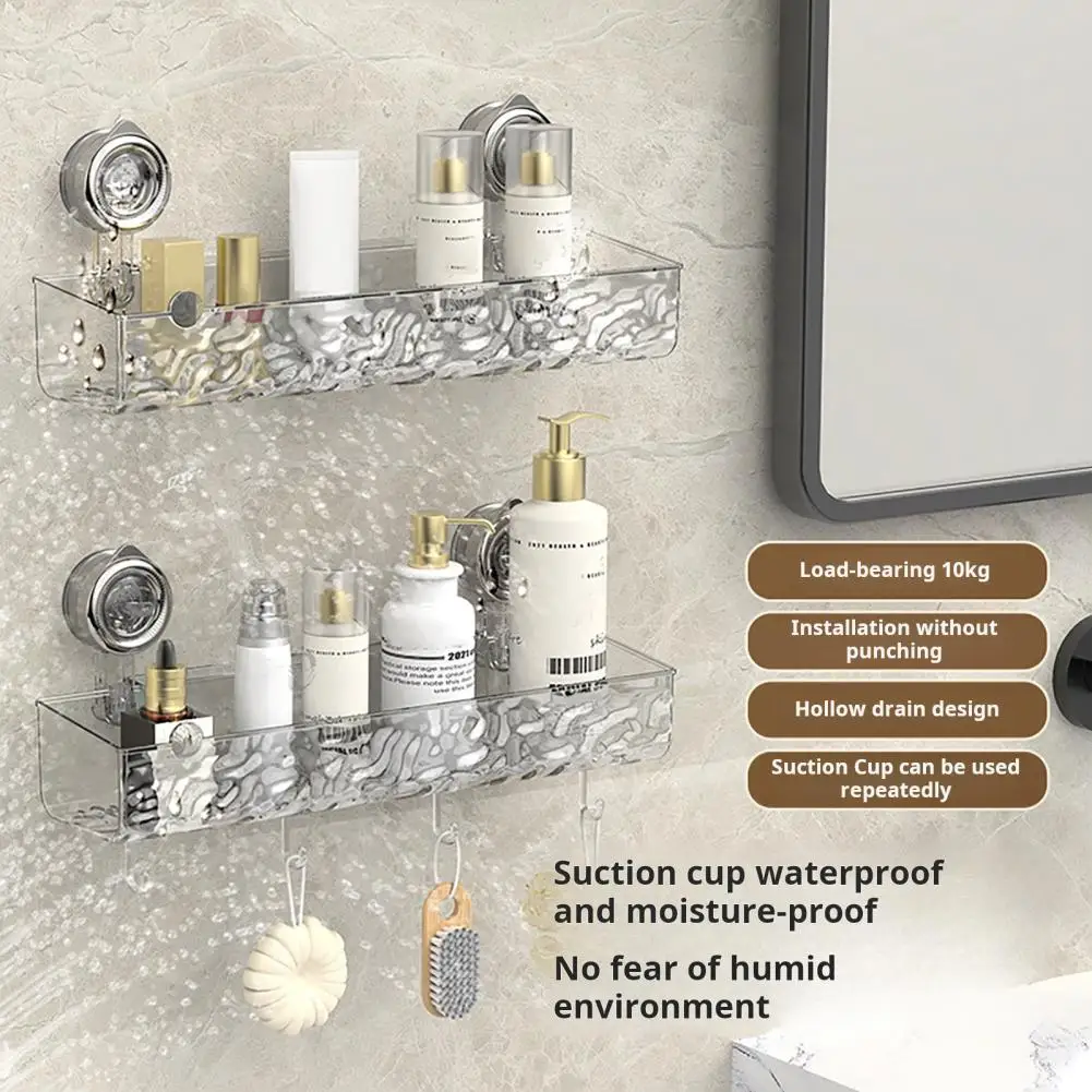 Suction Cup Storage Rack No-drill Storage Rack Transparent Bathroom Corner Storage Rack with Suction Cup Anti-slip for Kitchen