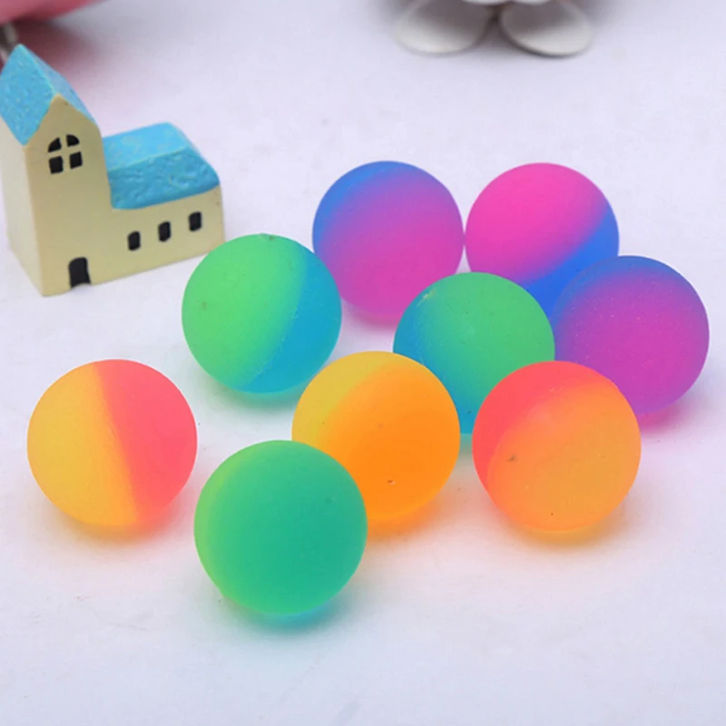 55mm2Pcs Cute Fluorescence Children Toy Ball Colored Boy Bouncing Ball Rubber Kids Sport Games Elastic Jumping Balls Outdoor Toy