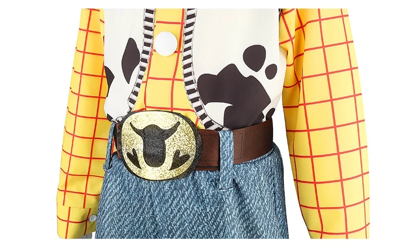 Cowboy-Kostümsets für Kinder, bestehend aus kariertem Hemd, Hose und Schal, ideal als Halloween-Outfit, für Geburtstagsfeiern oder Karneval. – Detail 6
