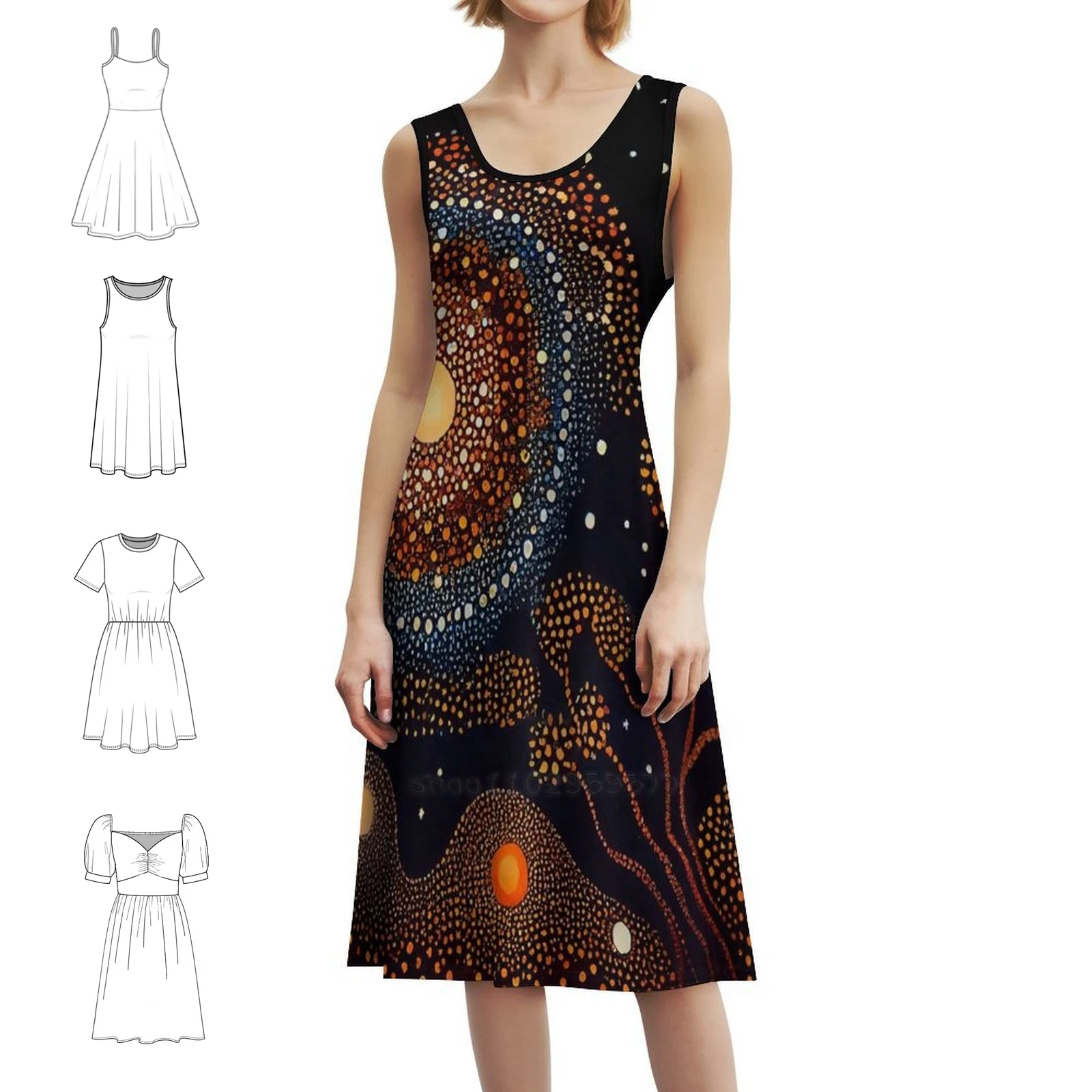 Alice Molas # 11 vestido boêmio sem mangas para mulheres, vestidos de festa de praia estampados, bandeira aborígine, noite australiana aborígine