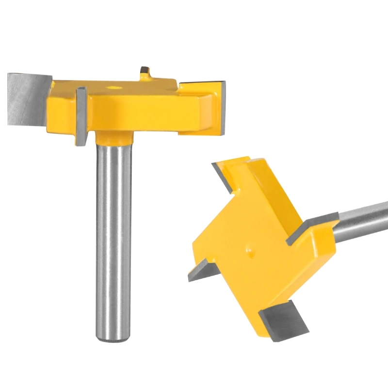 YUSUN 6MM 6.35MM Shank Z4 T Type Slotting Cutter With 4 Carbide Router Bit Woodworking Milling Cutter For Wood Face Mill