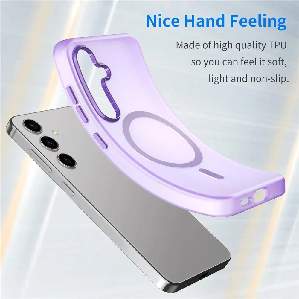 Matte Candy Magnetic Wireless Charge Transparent Case for Samsung Galaxy S25 S24 Ultra Plus FE For Magsafe Shockproof soft Cover