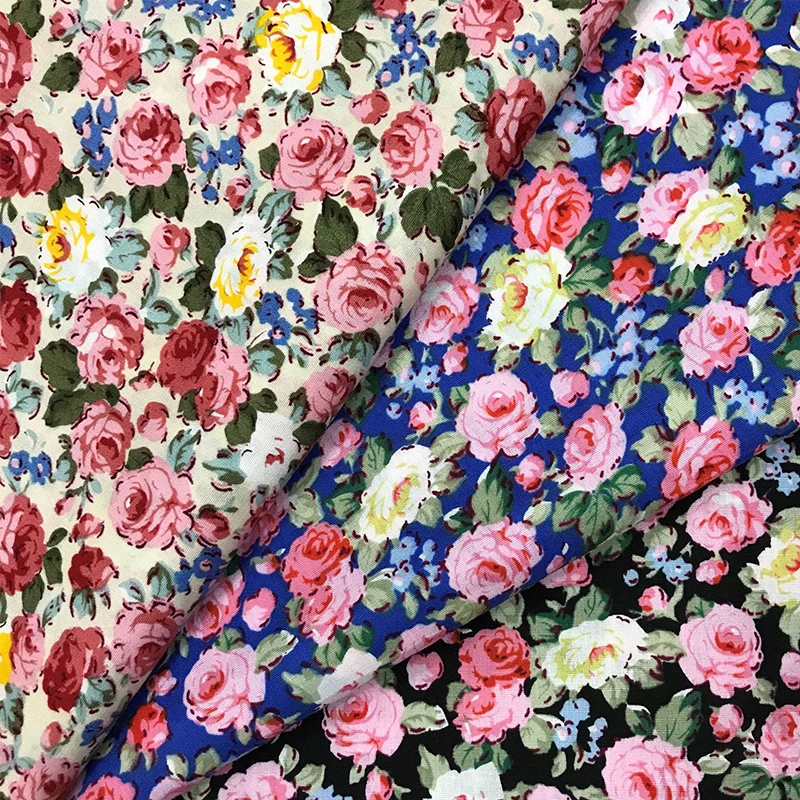 Cotton Poplin Fabric, Printed Cloth, 100% Cotton, Flower Pattern, DIY Dress, Clothing Shirt, Skirt, Handmade Sewing,