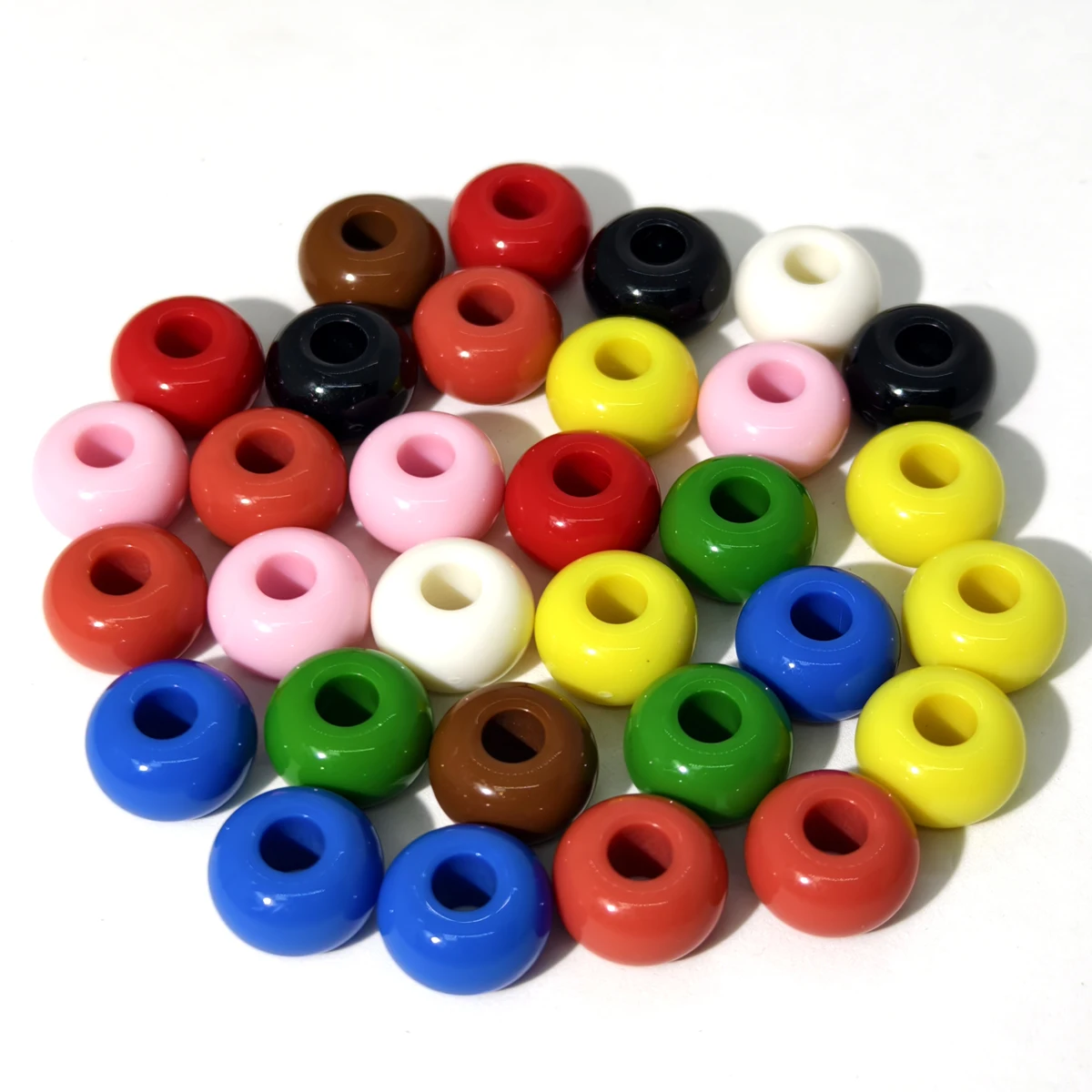 Acrylic color 16mm large hole oblate wheel bead making DIY bracelet keychain jewelry accessories for Valentine\'s Day gifts