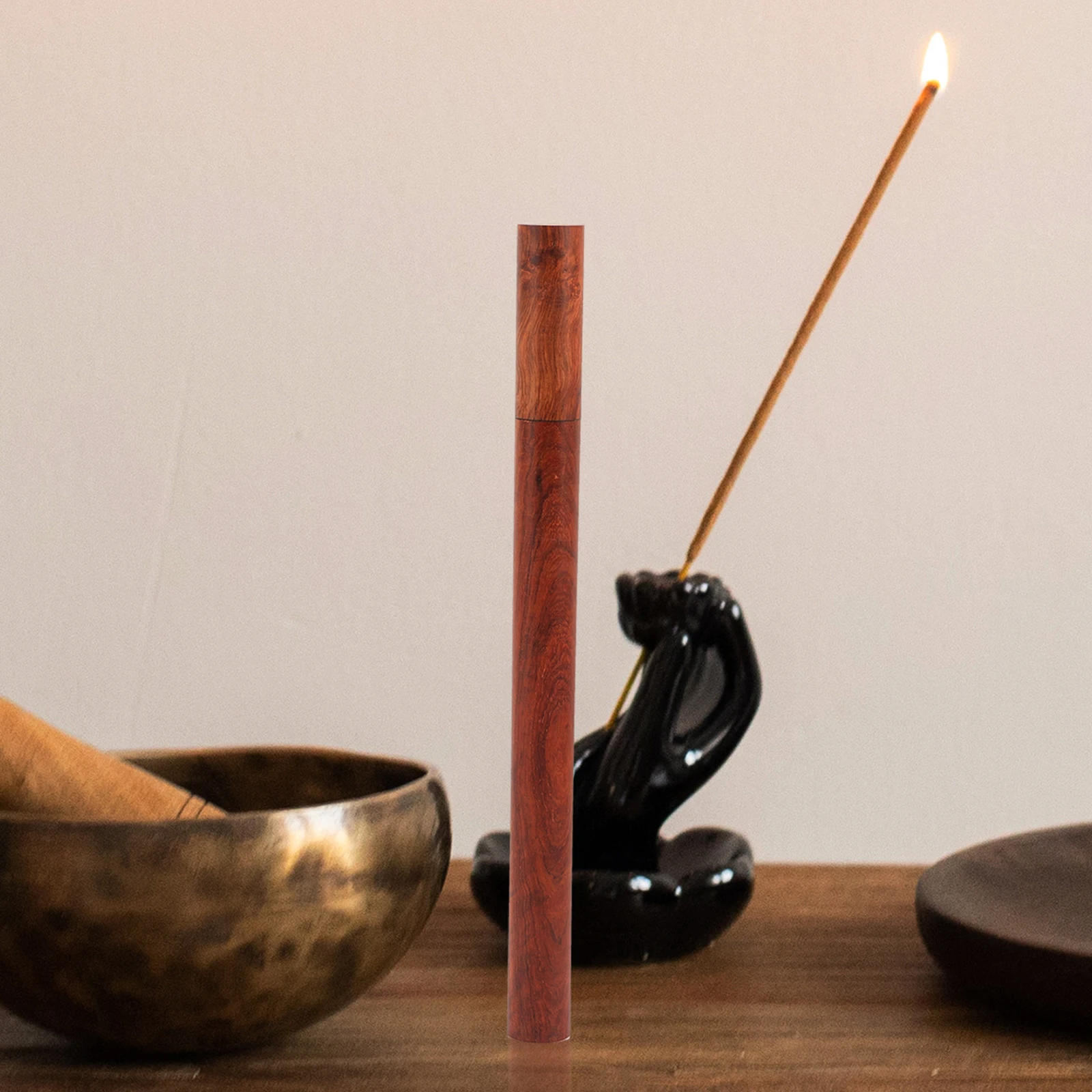 

2Pcs Wood Incense Storage Tubes Portable Incense Holders Lightweight for Home Camping Decorative Containers