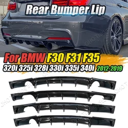 Rear Bumper Lip Diffuser For BMW 3 Series F30 F31 F35 M Sport 2012-2019 M Performance Glossy Black Diffusor Carbon Fiber Look