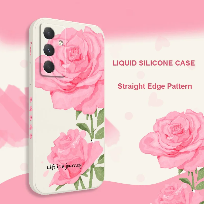 Beautiful Pink Rose Phone Case For Samsung Galaxy A55 A35 A25 A15 A05 A05S A54 A34 A24 A14 A04 A04S A04E 4G 5G Cover image 5