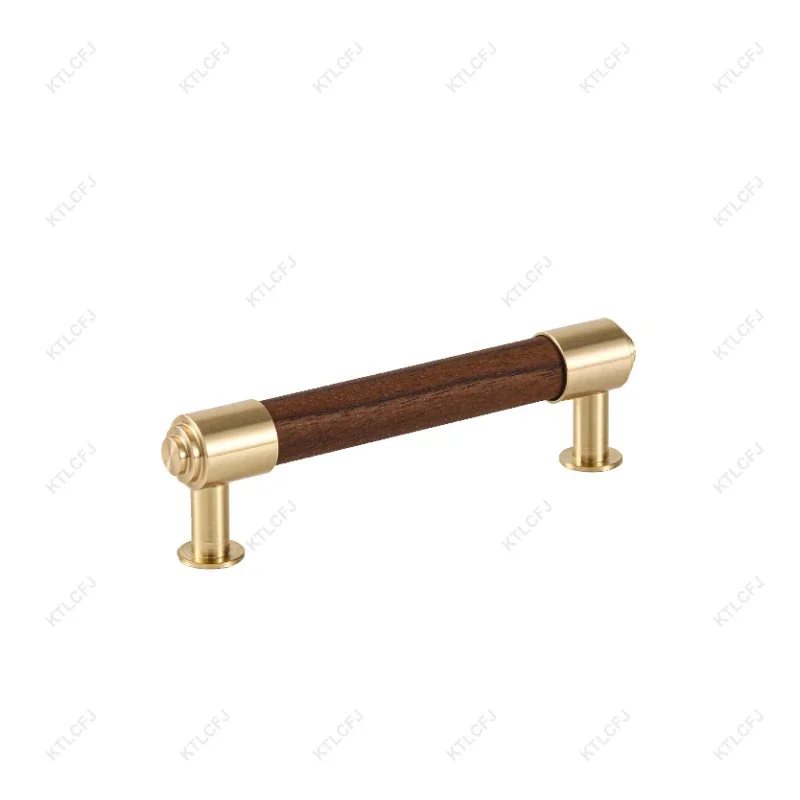 Messing-Kristallgriff, nordischer, minimalistischer, leichter Luxus-Schubladenschrank, Buche, Walnuss, Doppelloch, kleiner Holzgriff