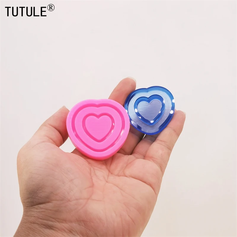 DIY Heart shaped Kawaii Shaker Silicone Mold Cake Fondant Chocolate Silicone Mold Shiny jewelry Keychain Resin Polymer Clay Mold