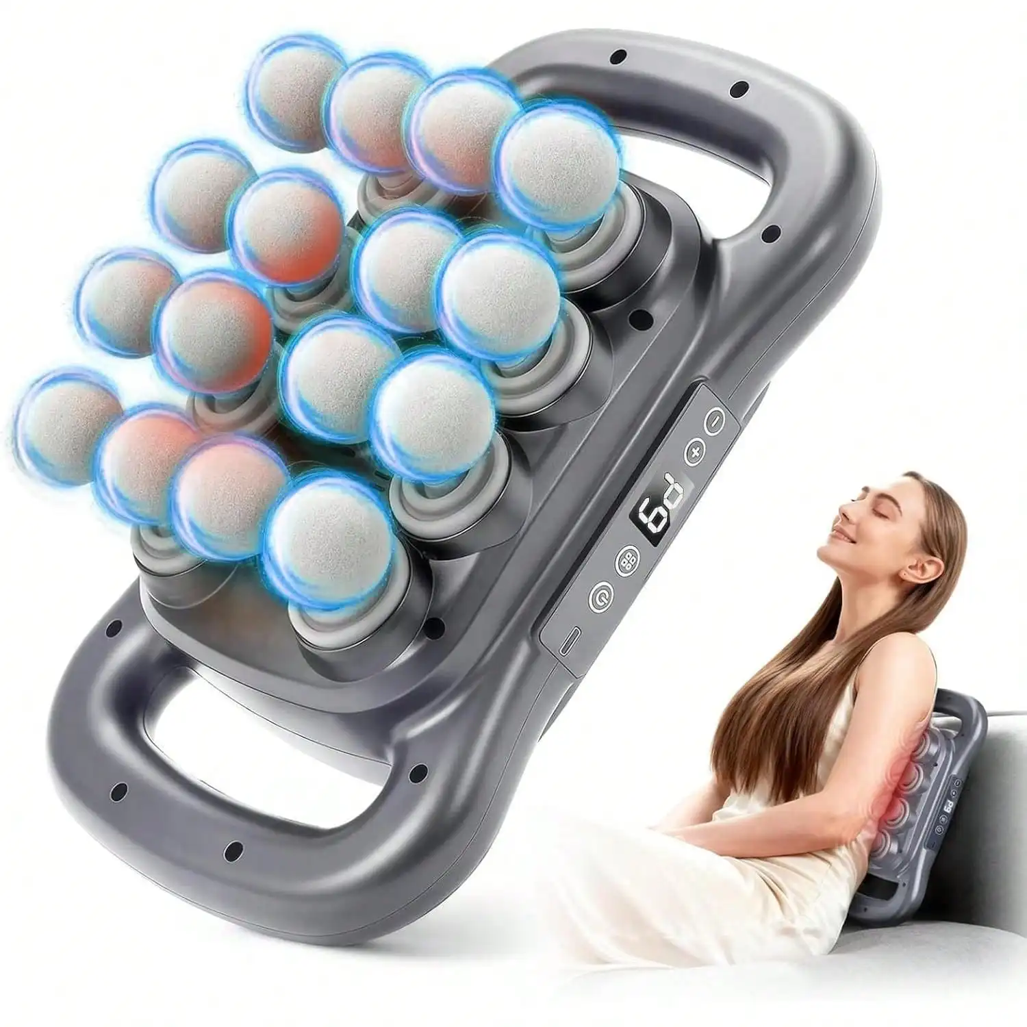 

16-Head Massage Gun, Deep Tissue Massager With 9 Modes & Levels, Quiet Muscle Massage Gun For Back, Shoulders, Legs, Foot, Body Muscle Pain Relief, Dark Grey