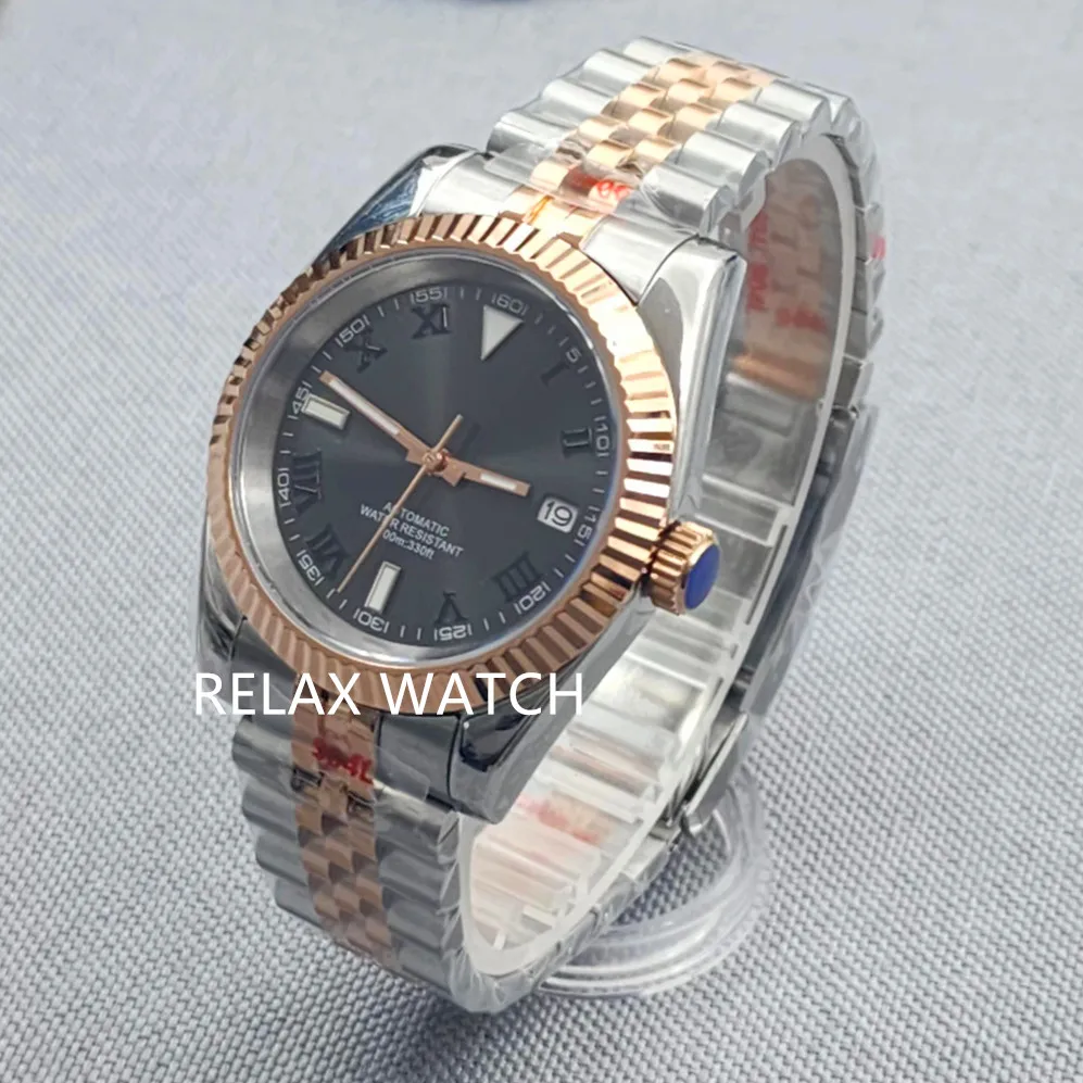 36mm 39mm Sapphire Glass Log Style Stainless Steel Watch Japanese Nh35 Automatic Mechanical Movement