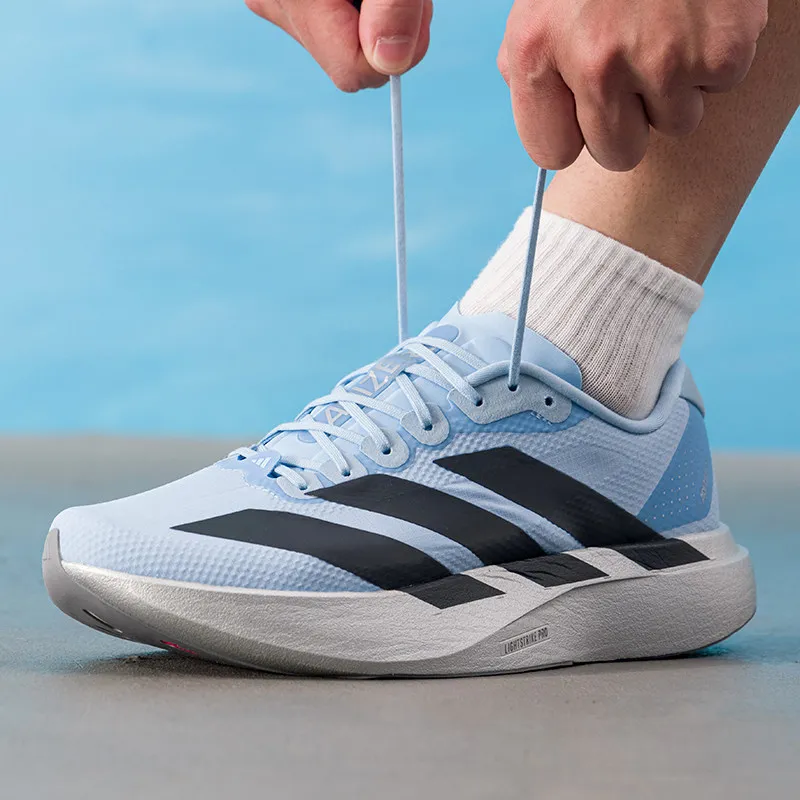 Adidas KI1491 Men Women Running Shoes Light Blue Black Mesh Breathable Lightweight Sneakers