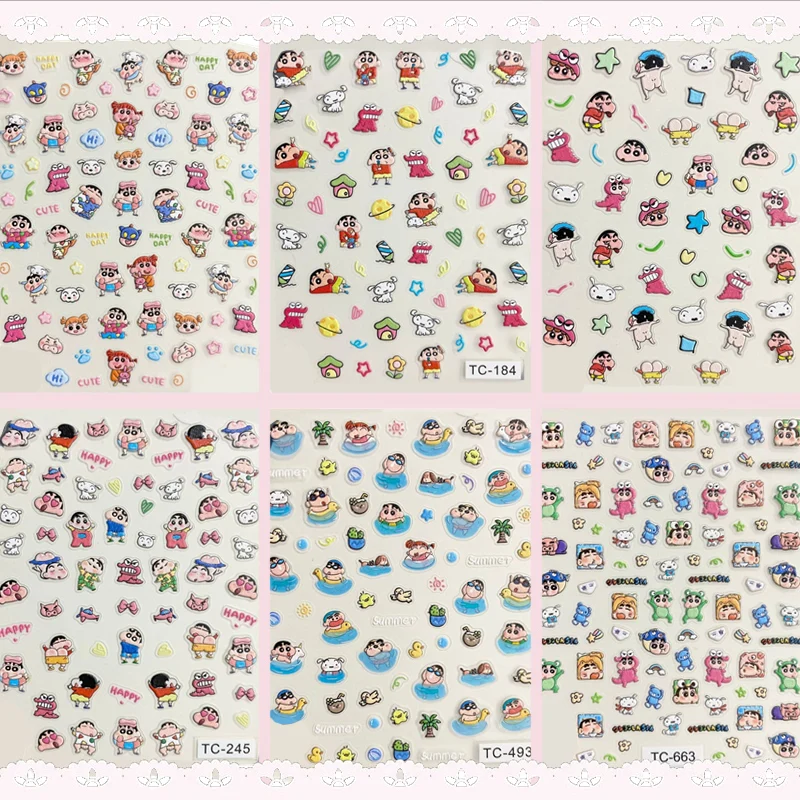 

Аниме мультфильм Шин-тян милые наклейки Diy дизайн ногтей накладные ногти патчи материал чехол для телефона украшения для девочек детский маникюр подарок