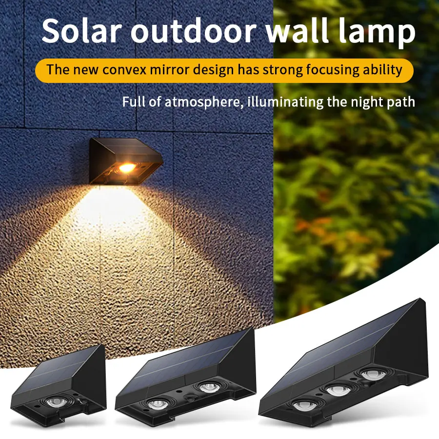 

1/2/3 Lamp Beads Solar Wall Lamp Outdoor Porch Lights Waterproof Solar Wall Washer Light for Garden Yard Balcony Illumination