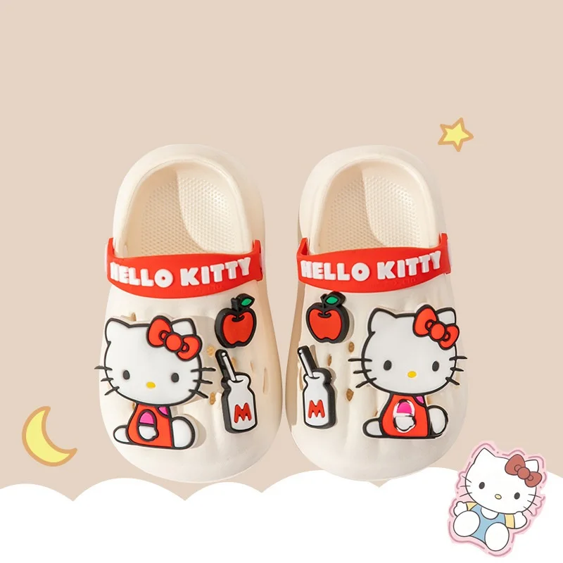 Детские шлепанцы Kuromi Cinnamoroll, для девочек, аксессуары, обувь Hello Kittys My Melody, Детские Мультяшные сандалии для дома и улицы, Нескользящие