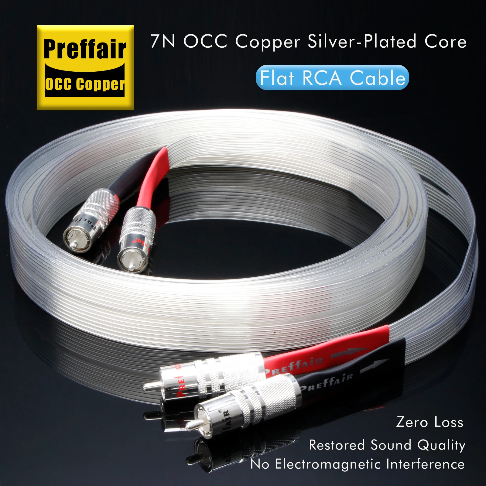 

Premium Silver-Plated OCC Copper 14-Gauge RCA Cable - FEP Insulated, Ultralow Capacitance & Inductance for Superior Signal Trans