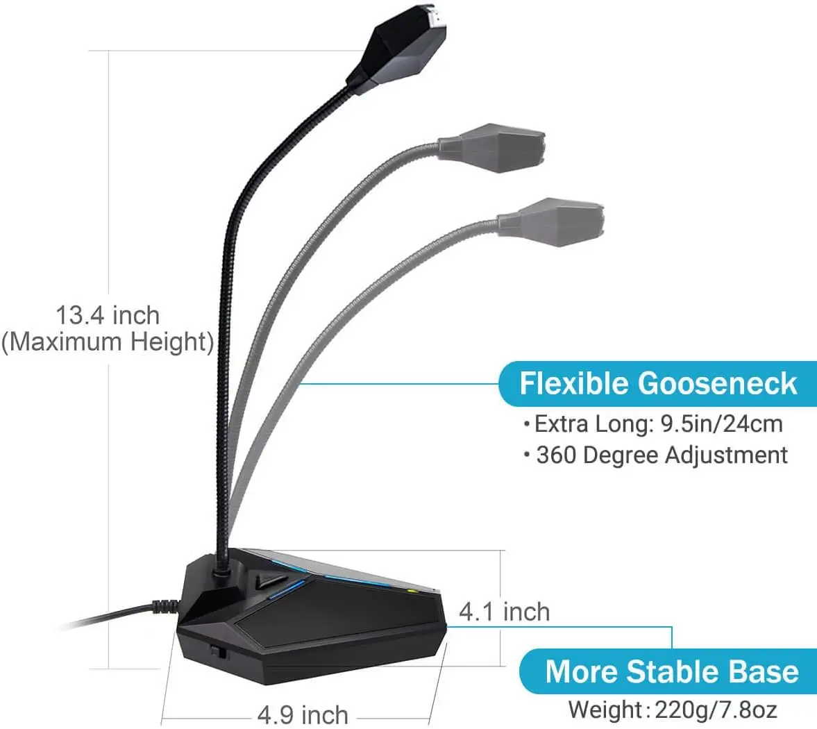 ميكروفون كمبيوتر USB مع زر كتم الصوت ، مؤشر LED ، متوافق مع ويندوز ، ماك ، صوت كتم الصوت ، تحديث الكمبيوتر المحمول