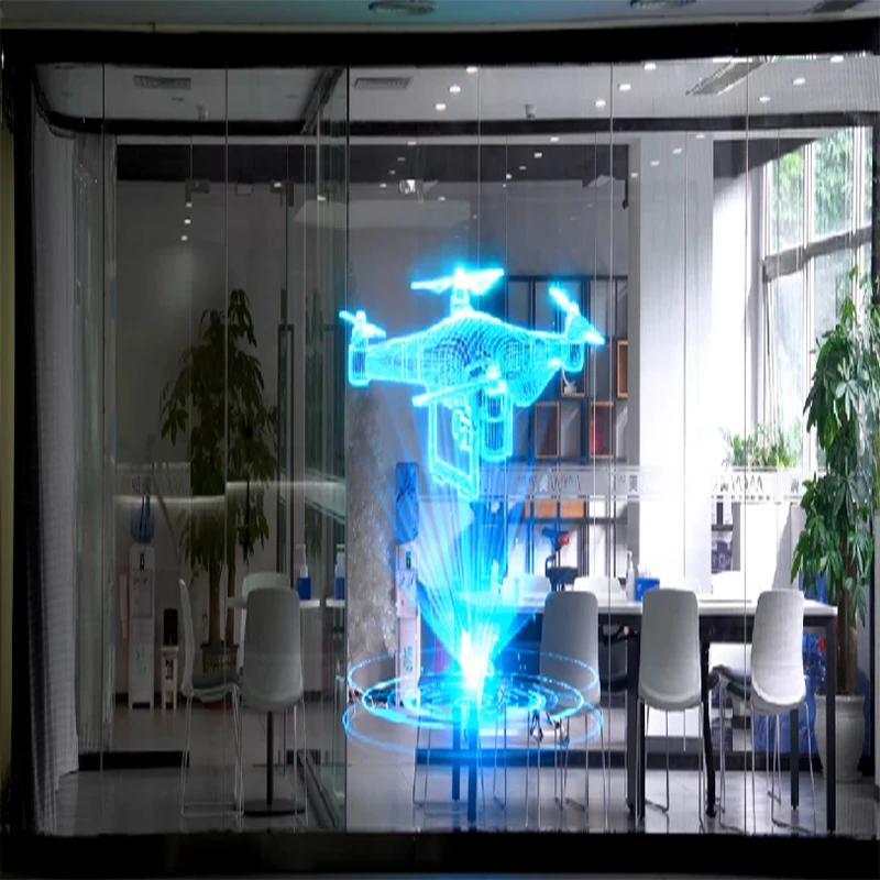 Led Holographic Invisible Transparent Screen Install On Glass Player 3d Video Led Film Screen Led Crystal Film Screen