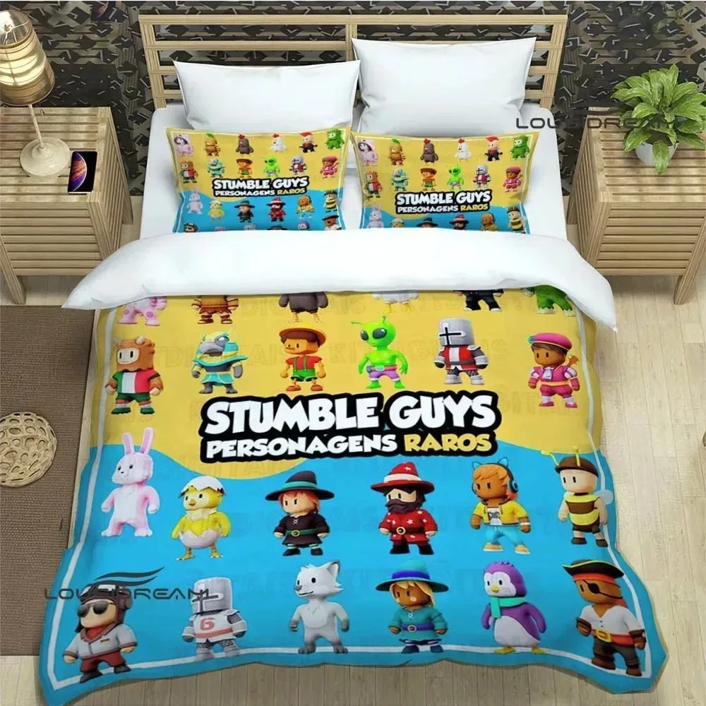 

3D Print Cartoon Stumble Game Guys Bedding Set Boys Girls Twin Queen King Size Duvet Cover Pillowcase Bed boys Adult Bedroom
