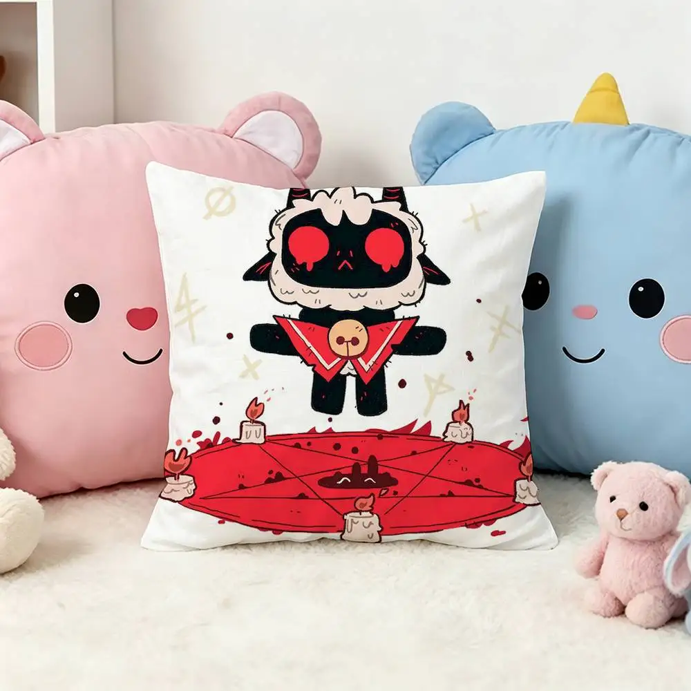 C-Cult Of The Lamb Game Square Double-Sided Printed Pillow Case Sofa Cushion Cover Bedroom Bedside Decor