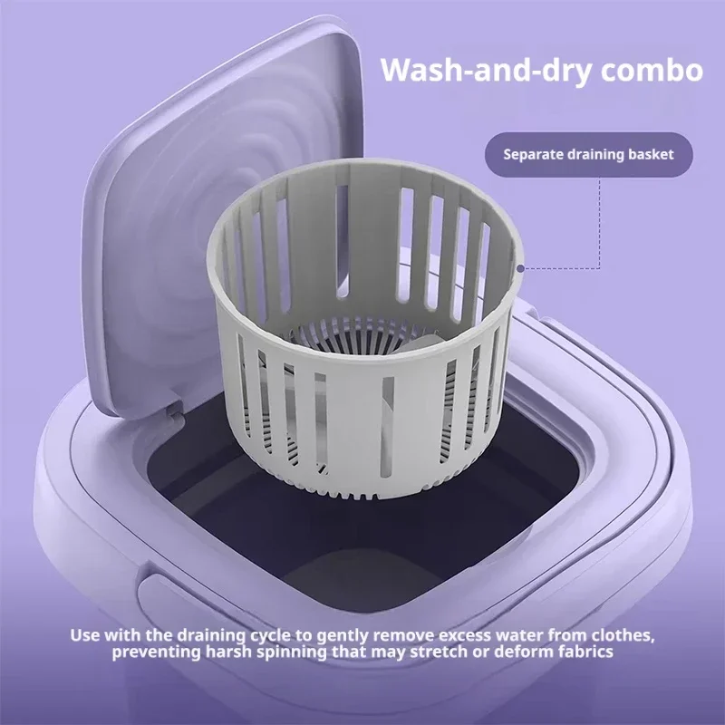9L Foldable Mini Portable Washer Spin Dry Basket Laundry Machine for Baby Underwear Socks Home Dorm Camping Outdoor Travel